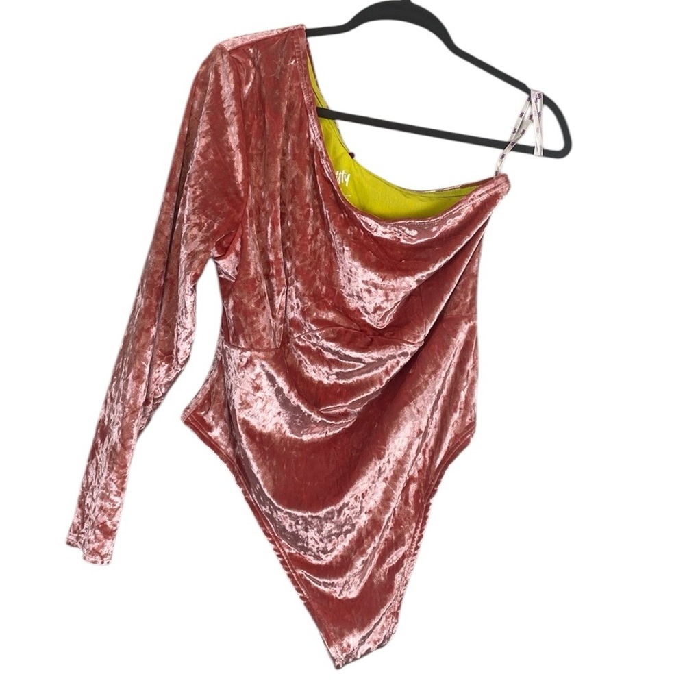 Yitty velour one shoulder bodysuit